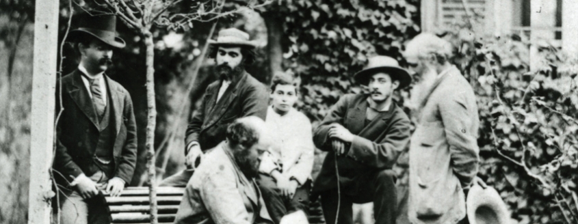 Camille Pissarro et Cezanne dans un jardin à Pontoise
